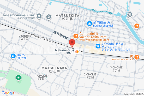 中松江メンズエステの地図です。map of Nakamatsue station where spa and massage salons are located