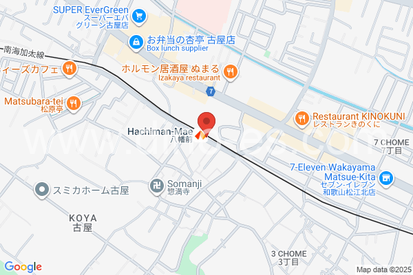 八幡前(和歌山)メンズエステの地図です。map of Hachimanmae station where spa and massage salons are located