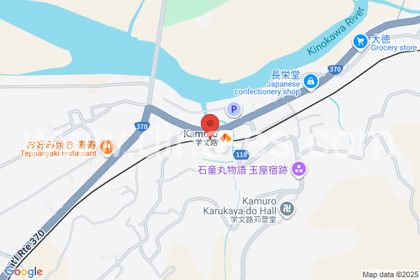 学文路メンズエステの地図です。map of Kamuro station where spa and massage salons are located