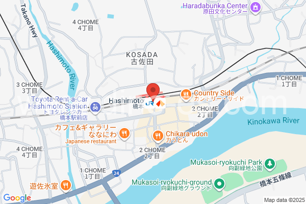 橋本(和歌山)メンズエステの地図です。map of Hashimoto station where spa and massage salons are located