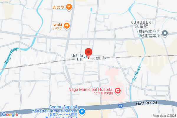 打田メンズエステの地図です。map of Uchita station where spa and massage salons are located