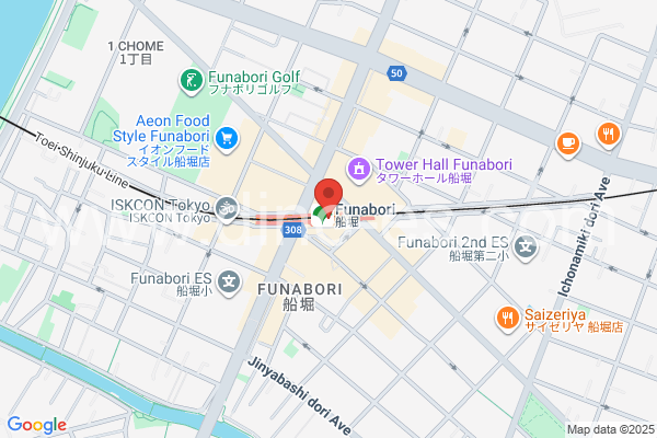 船堀メンズエステの地図です。map of Funabori station where spa and massage salons are located