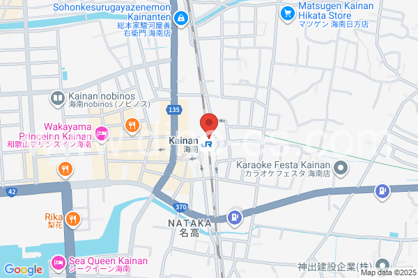 海南メンズエステの地図です。map of Kainan station where spa and massage salons are located