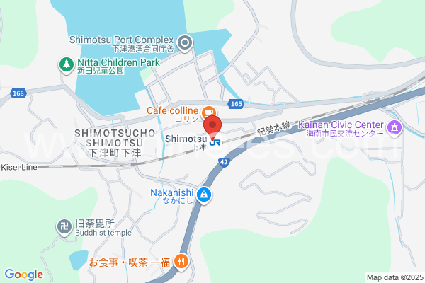 下津メンズエステの地図です。map of Shimotsu station where spa and massage salons are located