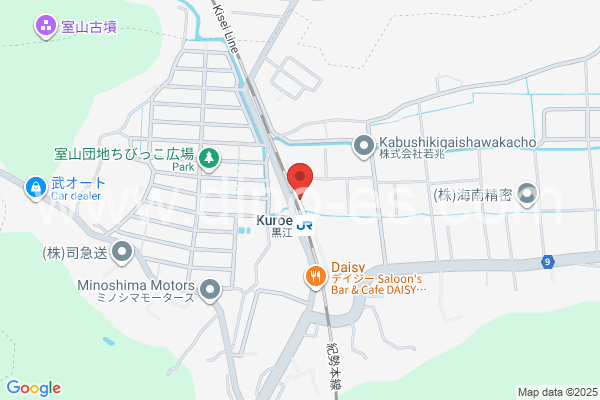 黒江メンズエステの地図です。map of Kuroe station where spa and massage salons are located