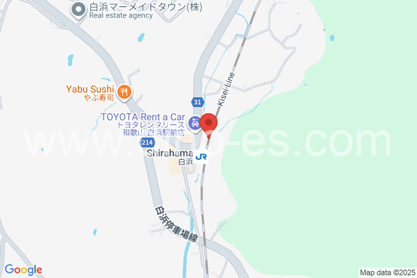 白浜メンズエステの地図です。map of Shirahama station where spa and massage salons are located
