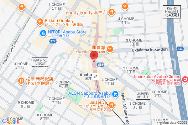 麻生メンズエステの地図です。map of Asabu station where spa and massage salons are located