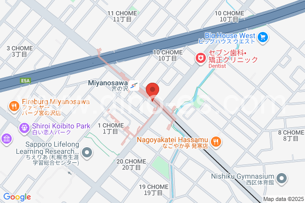 宮の沢メンズエステの地図です。map of Miyanosawa station where spa and massage salons are located