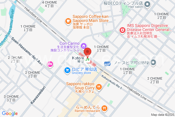 琴似メンズエステの地図です。map of Kotoni station where spa and massage salons are located