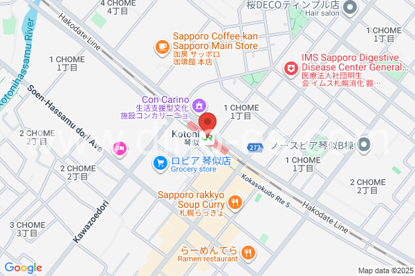 琴似(ＪＲ)メンズエステの地図です。map of Kotoni station where spa and massage salons are located