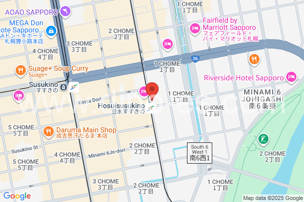 豊水すすきのメンズエステの地図です。map of Hōsui-Susukino station where spa and massage salons are located