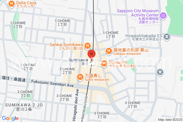 澄川メンズエステの地図です。map of Sumikawa station where spa and massage salons are located