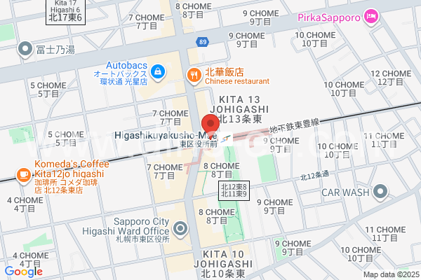 東区役所前メンズエステの地図です。map of Higashikuyakushomae station where spa and massage salons are located