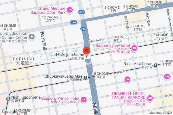 西11丁目メンズエステの地図です。map of Nishi Jūitchōme station where spa and massage salons are located