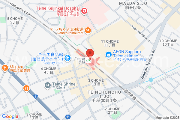 手稲メンズエステの地図です。map of Teine station where spa and massage salons are located