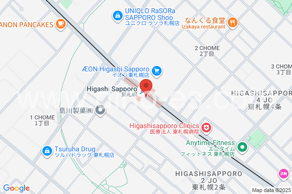 東札幌メンズエステの地図です。map of Higashi-Sapporo station where spa and massage salons are located