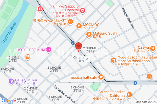 菊水メンズエステの地図です。map of Kikusui station where spa and massage salons are located