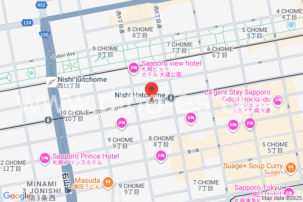 西8丁目メンズエステの地図です。map of Nishi Hatchōme station where spa and massage salons are located