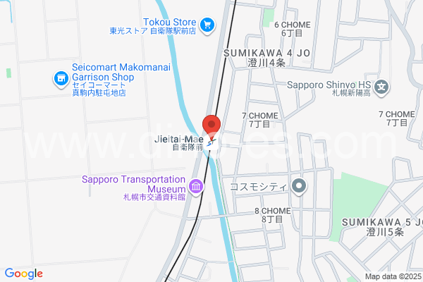 自衛隊前メンズエステの地図です。map of Jieitaimae station where spa and massage salons are located