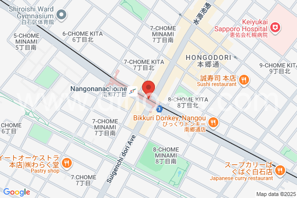 南郷7丁目メンズエステの地図です。map of Nangō Nanachōme station where spa and massage salons are located