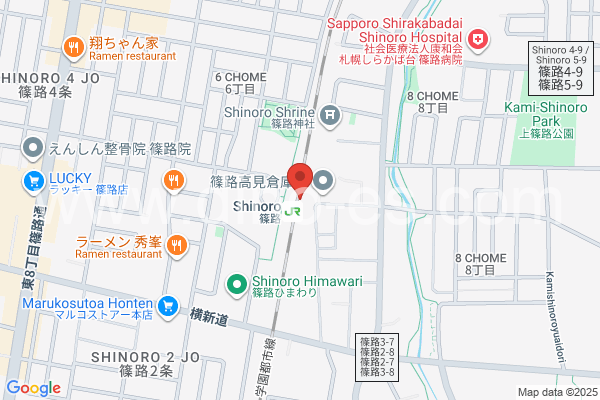 篠路メンズエステの地図です。map of Shinoro station where spa and massage salons are located