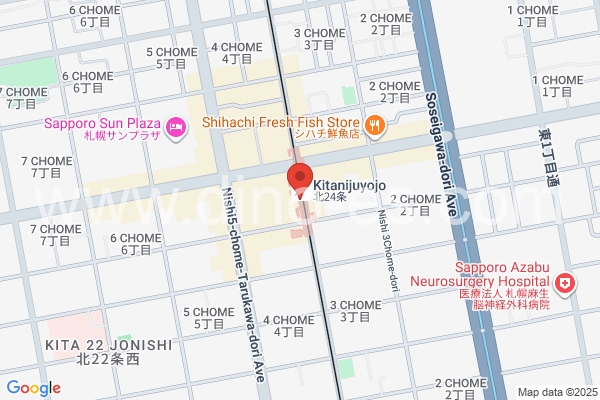 北24条メンズエステの地図です。map of Kitanijūyojō station where spa and massage salons are located