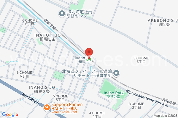 稲穂メンズエステの地図です。map of Inaho station where spa and massage salons are located