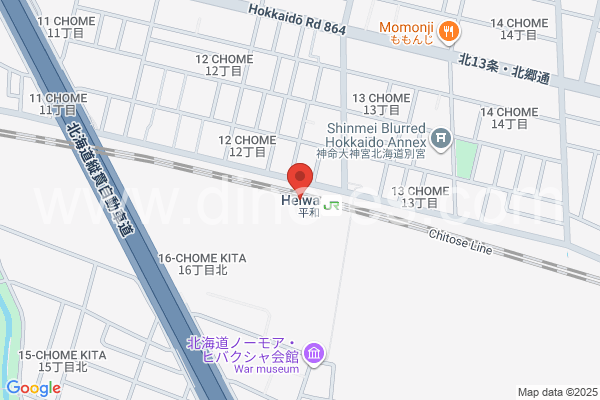 平和メンズエステの地図です。map of Heiwa station where spa and massage salons are located