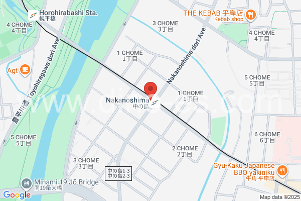 中の島メンズエステの地図です。map of Nakanoshima station where spa and massage salons are located