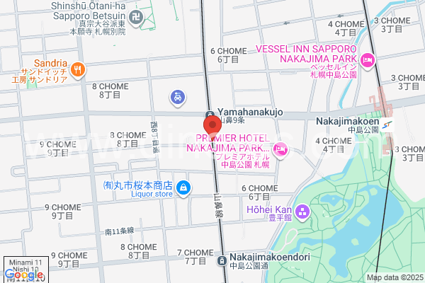 山鼻9条メンズエステの地図です。map of Yamahana Kujō station where spa and massage salons are located