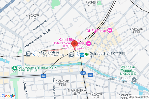 押上メンズエステの地図です。map of Oshiage station where spa and massage salons are located
