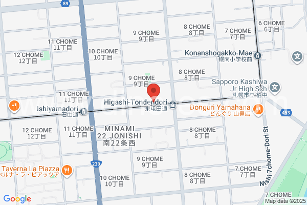 東屯田通メンズエステの地図です。map of Higashi-Tondendōri station where spa and massage salons are located