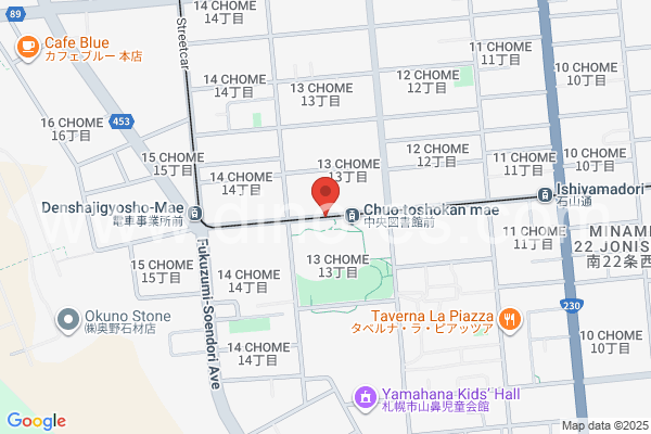中央図書館前メンズエステの地図です。map of Chūō Toshokan Mae station where spa and massage salons are located
