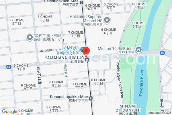 山鼻19条メンズエステの地図です。map of Yamahana Jūkujō station where spa and massage salons are located