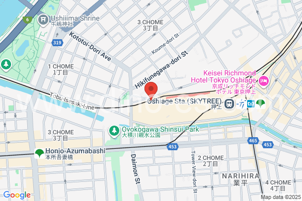 とうきょうスカイツリメンズエステの地図です。map of Tokyo Skytree station where spa and massage salons are located