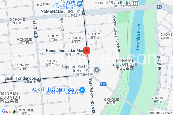 幌南小学校前メンズエステの地図です。map of Horonan Shōgakkō Mae station where spa and massage salons are located