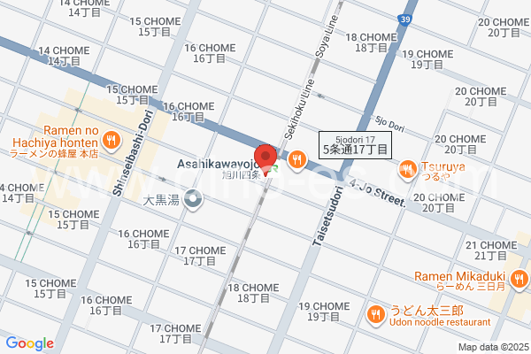 旭川四条メンズエステの地図です。map of Asahikawayojō station where spa and massage salons are located