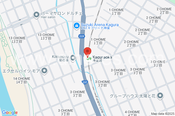 神楽岡メンズエステの地図です。map of Kaguraoka station where spa and massage salons are located