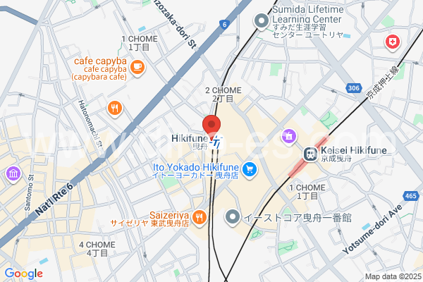 曳舟メンズエステの地図です。map of Hikifune station where spa and massage salons are located