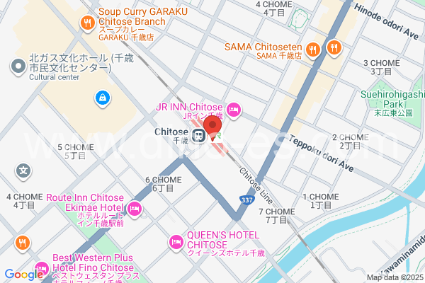 千歳(北海道)メンズエステの地図です。map of Chitose station where spa and massage salons are located