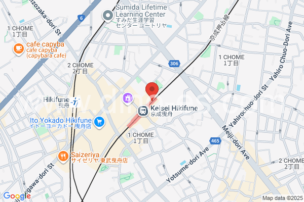 京成曳舟メンズエステの地図です。map of Keisei Hikifune station where spa and massage salons are located