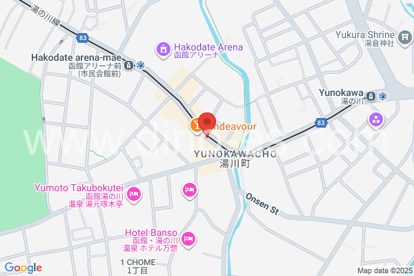 湯の川温泉メンズエステの地図です。map of Yunokawa Onsen station where spa and massage salons are located