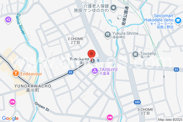 湯の川メンズエステの地図です。map of Yunokawa station where spa and massage salons are located