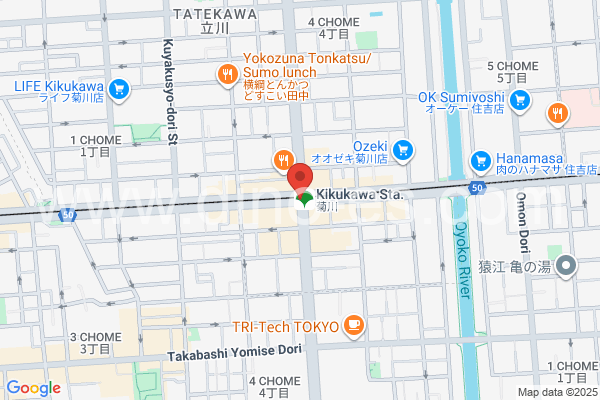 菊川(東京)メンズエステの地図です。map of Kikugawa station where spa and massage salons are located