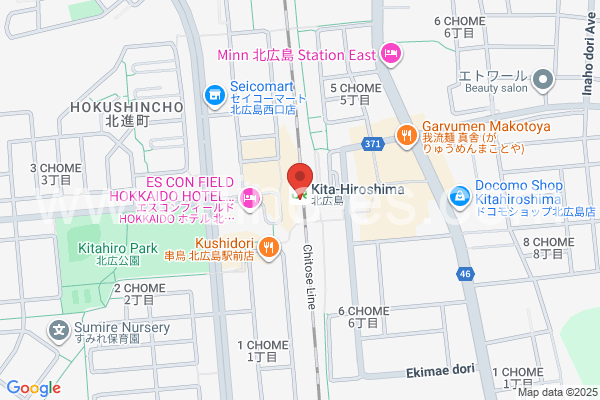 北広島メンズエステの地図です。map of Kita-Hiroshima station where spa and massage salons are located