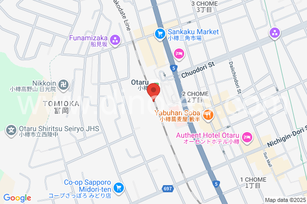 小樽メンズエステの地図です。map of Otaru station where spa and massage salons are located