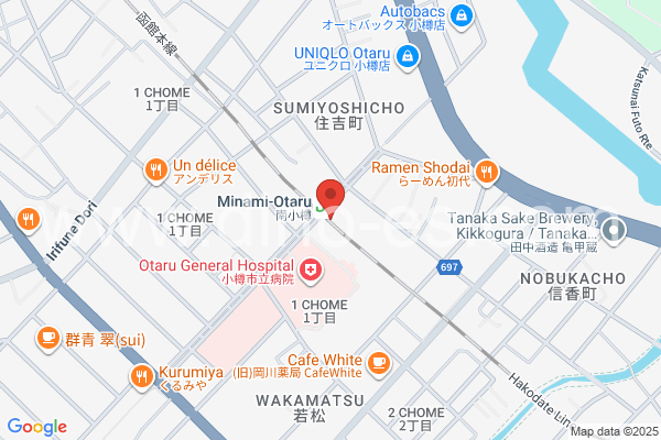 南小樽メンズエステの地図です。map of Minami-Otaru station where spa and massage salons are located