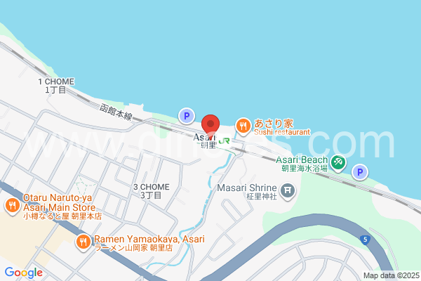 朝里メンズエステの地図です。map of Asari station where spa and massage salons are located