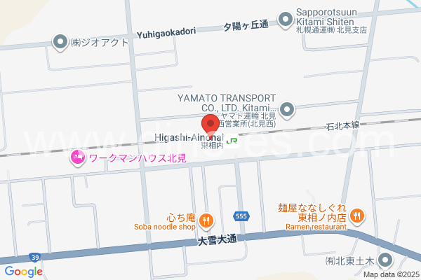 東相内メンズエステの地図です。map of Higashi-Ainonai station where spa and massage salons are located