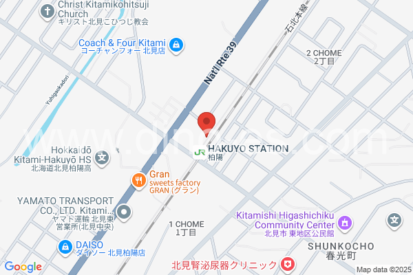 柏陽メンズエステの地図です。map of Hakuyō station where spa and massage salons are located